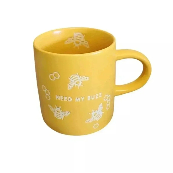 Mug 16 fl oz Yellow Need My Buzz Bees Coffee Tea Cup Mug - Picture 2 of 4